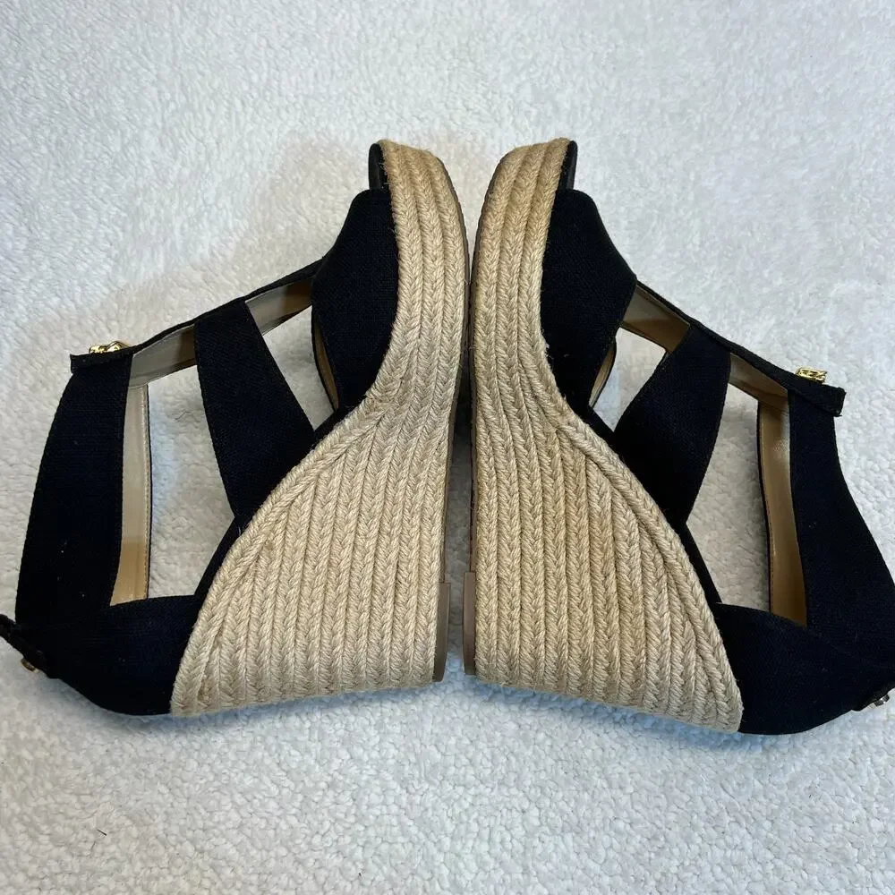 Michael Kors Womens Sandals Damita Wedge Zip Black Size 10M